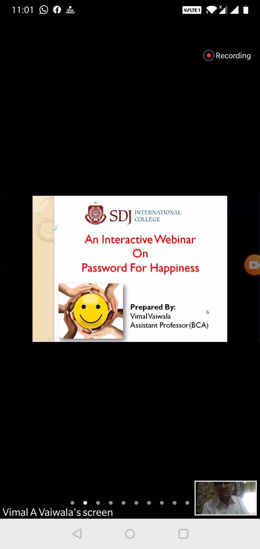 Webinar on “Password for Happiness” by Prof. Vimal Vaiwala