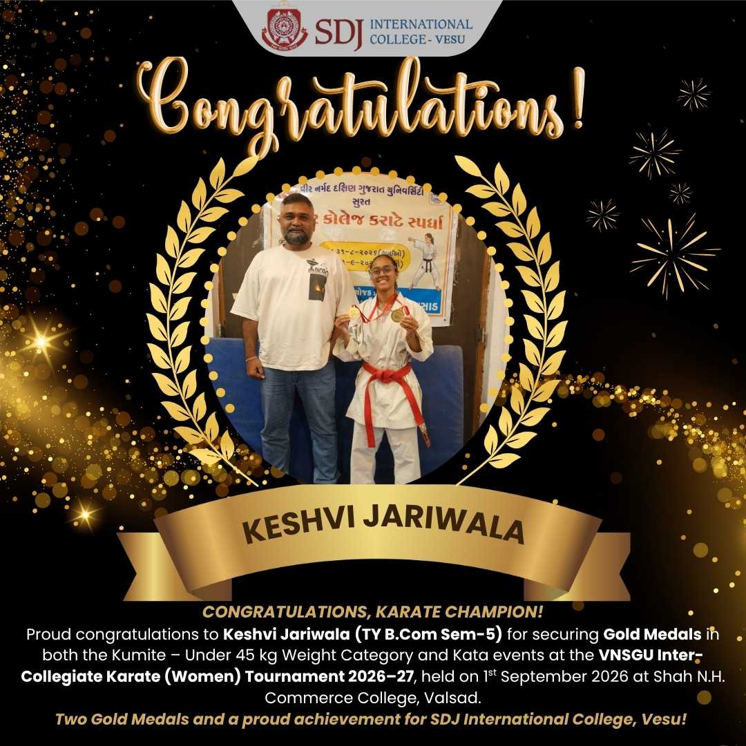 Keshvi Jariwala Clinches Double Gold at VNSGU Inter-Collegiate Karate Tournament 2026–27