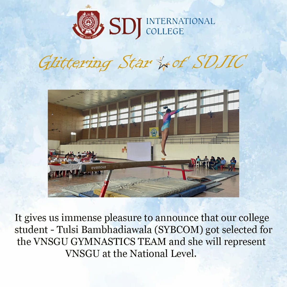 Selected for the VNSGU Gymnastics Team (Women)