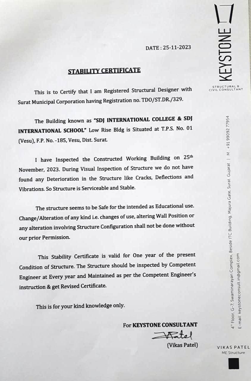 STRUCTURAL STABILITY CERTIFICATE