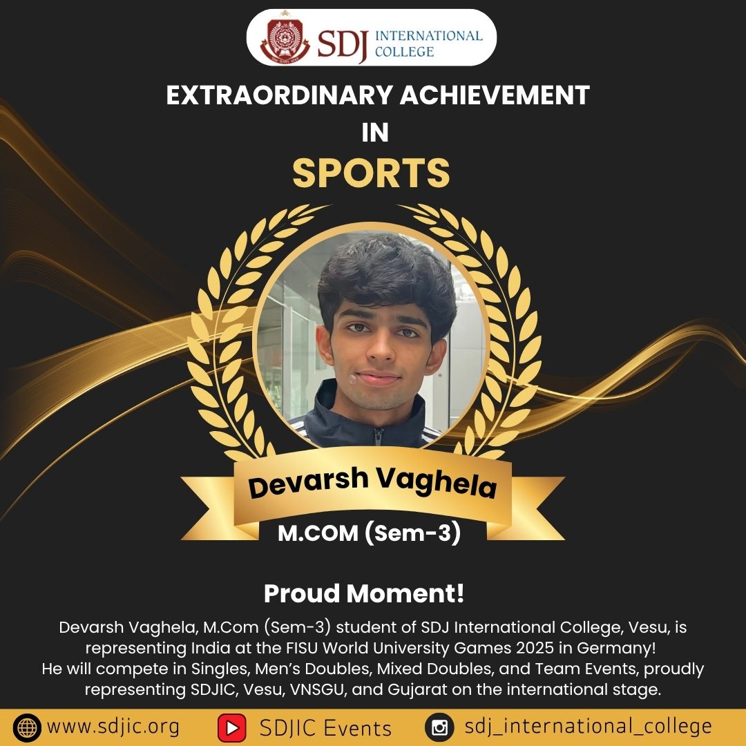 Extraordinary Achievement in Sports – Devarsh Vaghela Represents India at FISU World University Games 2025