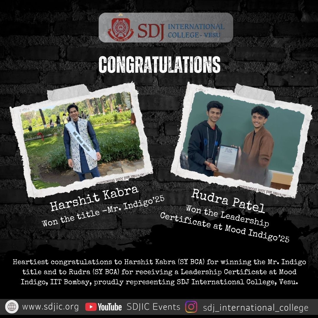 SDJIC Students Shine at Mood Indigo 2025, IIT Bombay