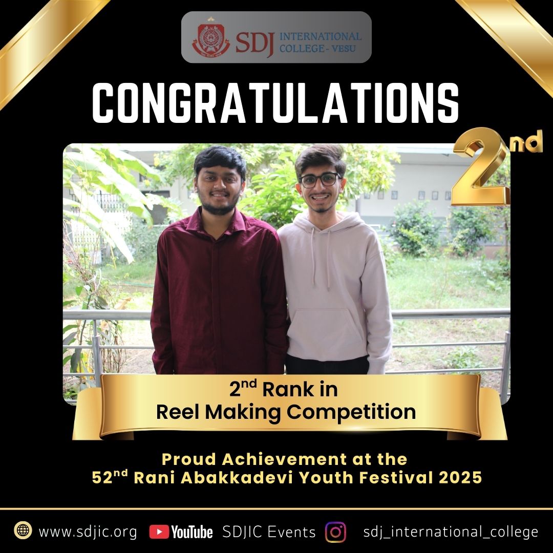 SDJIC Students Achieve Second Rank in Reel Making Competition at Youth Festival 2025